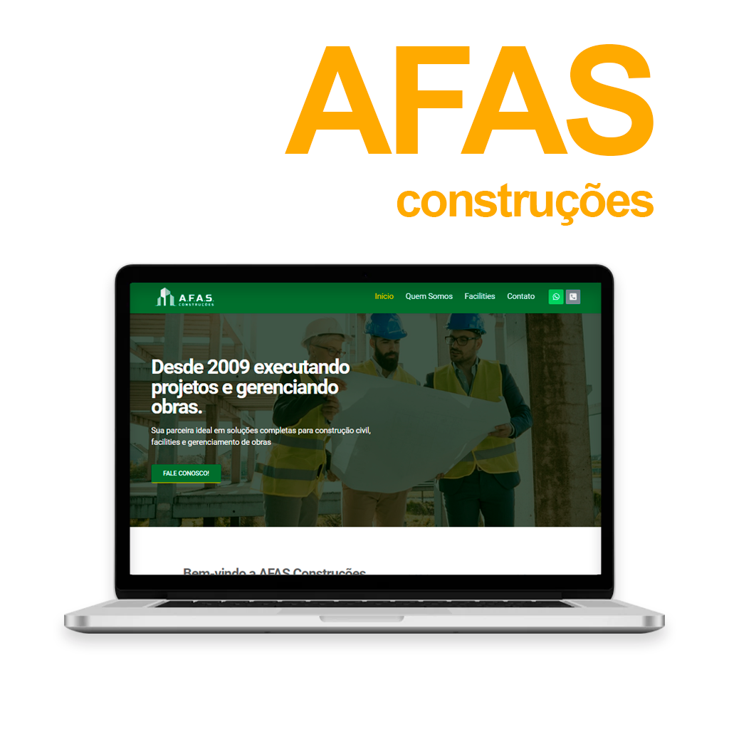 portifolio site afas construcoes AGNC - Agência de Marketing