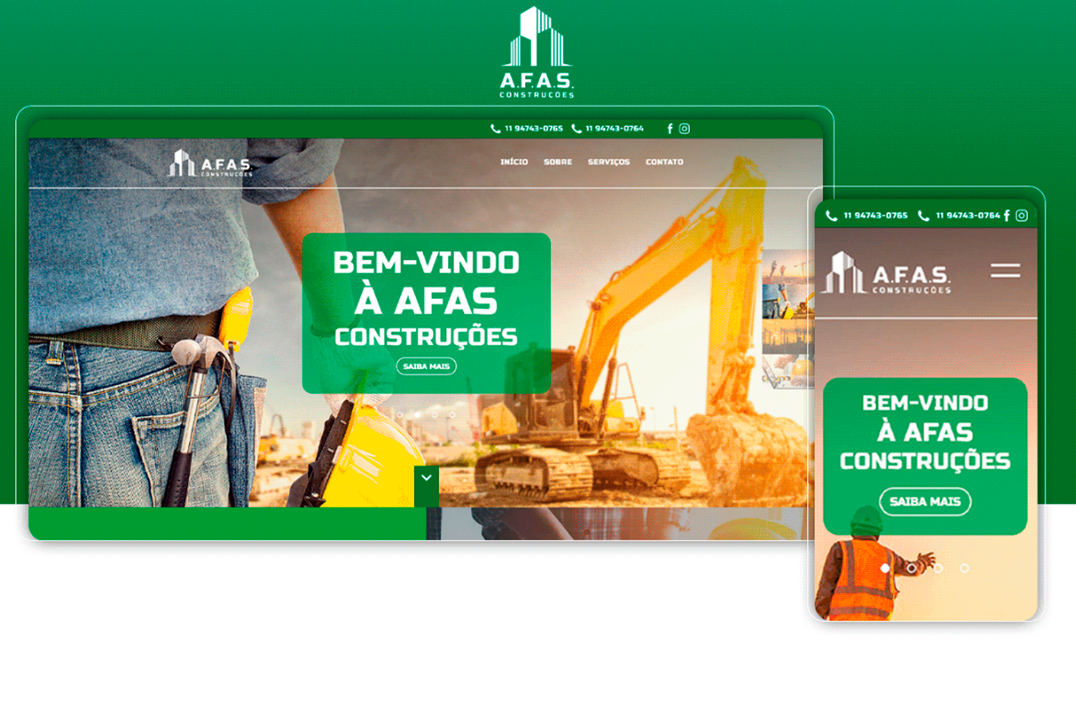 Site Afas Construção | Portfolio | Sites Para Construtora Veja como ficou o nosso trabalho criação de site, elaboração de prospecção e gestão de mídias para o site Afas Construção - VEJA