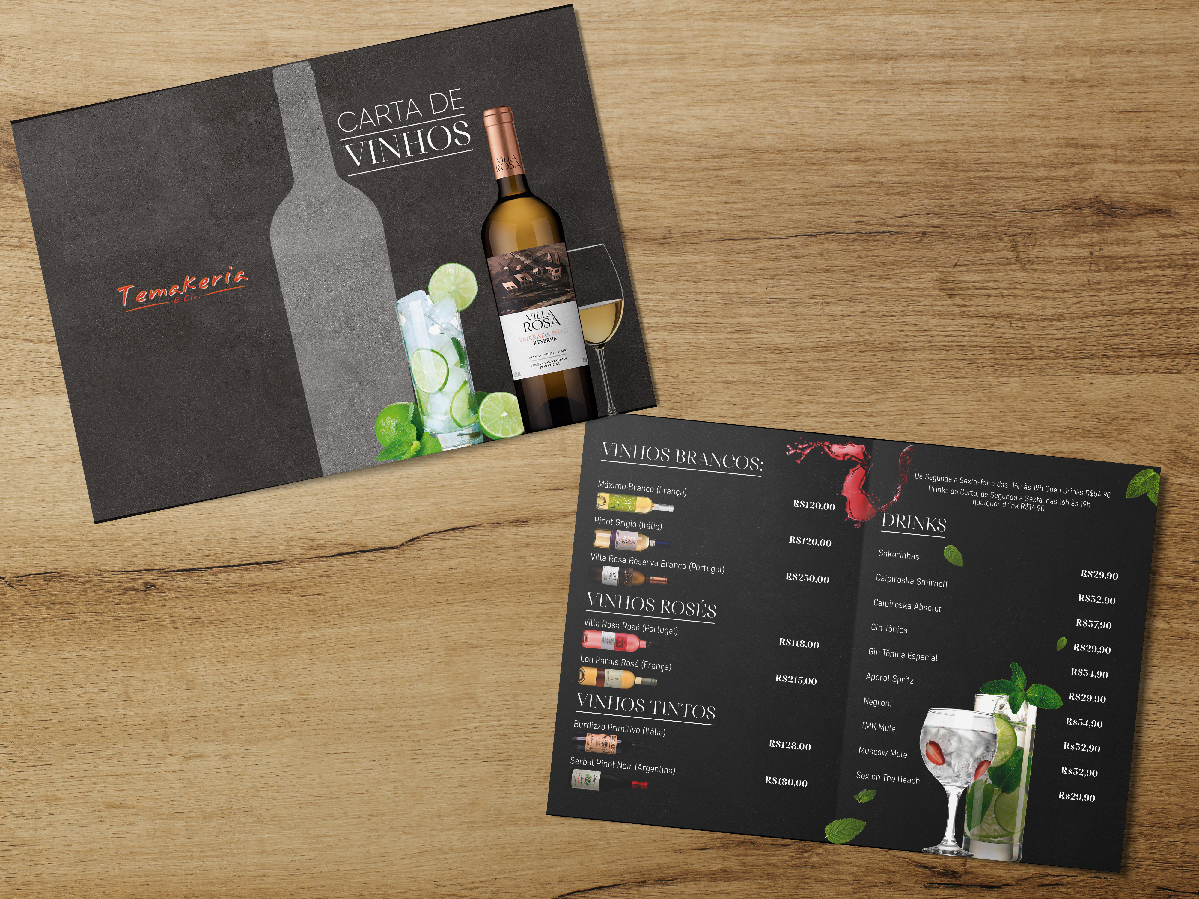 Carta de vinhos Mockups AGNC - Agência de Marketing