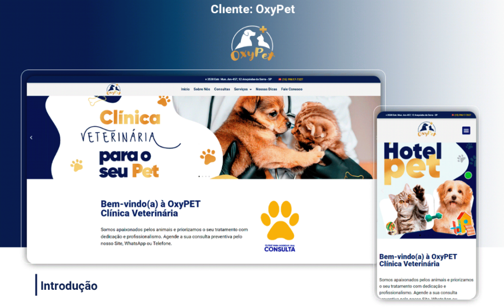 Site De Petshop: Veja Como Ficou Nosso Trabalho P/ OxyPET Portfólio - Veja como ficou nosso trabalho de criação do site de petshop da empresa Oxypet clinica veterinária e Petshop em Sorocaba-sp