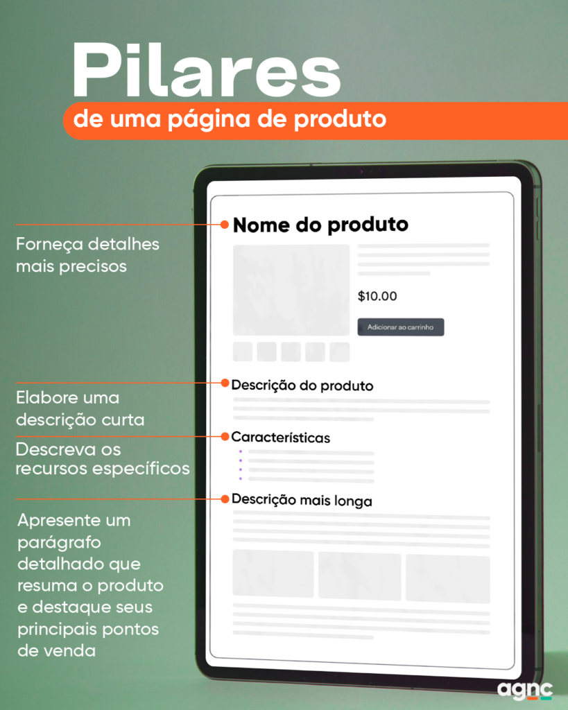 Pilares de uma pagina de produto feed AGNC - Agência de Marketing