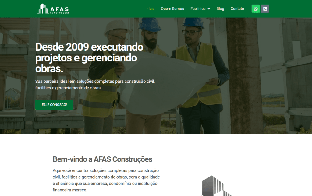 Um dos nossos cases de sucesso mais marcantes é o da AFAS Construções, uma construtora com sede em São Paulo. A AFAS nos procurou com o objetivo de aumentar seu reconhecimento de mercado, fortalecer sua marca e gerar novos negócios.