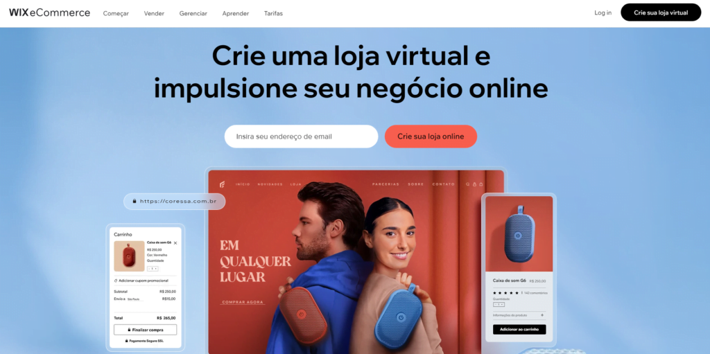 O Wix é conhecido por seus belos templates e facilidade de personalização. Se você busca uma loja virtual com visual profissional e fácil de usar, o Wix pode ser uma ótima escolha. plataformas de ecommerce para iniciantes.