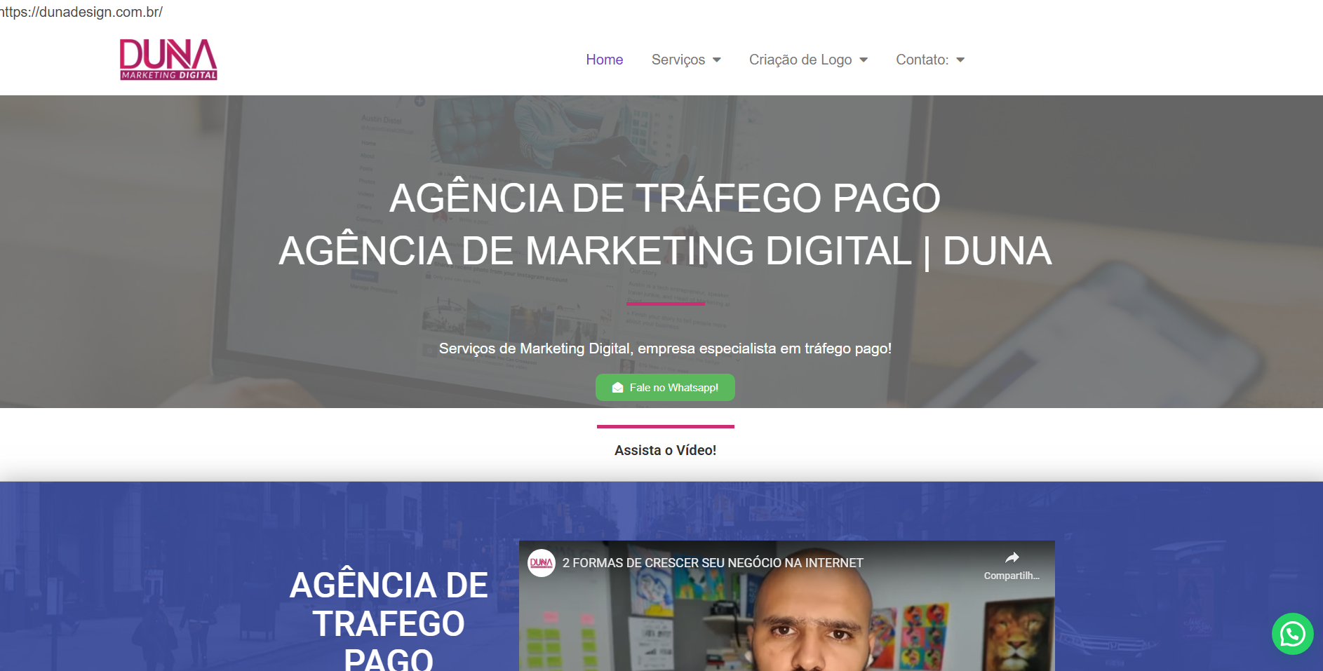 Especializada em tráfego pago e gestão de redes sociais, a DUNA DESIGN se destaca pela sua abordagem focada em Google Ads, SEO e comunicação integrada. Sua atuação se estende a clientes no Brasil e Europa, com um claro foco em ROI e personalização. A DUNA DESIGN é ideal para quem busca uma parceria que combine expertise técnica com um atendimento mais customizado e voltado para resultados específicos.