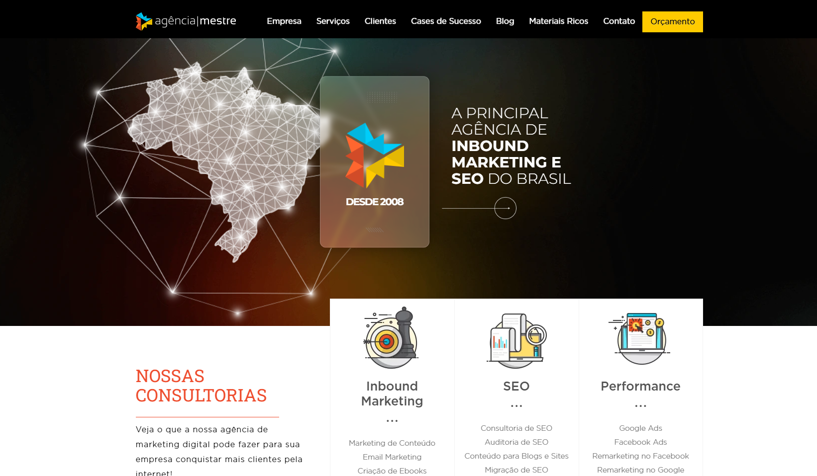 Uma das mais tradicionais do país, a Agência Mestre tem um foco consolidado em SEO e tráfego pago. Suas estratégias são pautadas em resultados mensuráveis com alto retorno sobre investimento (ROI). A Agência Mestre atende tanto grandes empresas quanto negócios locais, demonstrando sua capacidade de adaptação e a eficácia de suas metodologias em diferentes escalas. É uma opção robusta para quem busca uma agência com histórico comprovado e expertise em otimização.v
