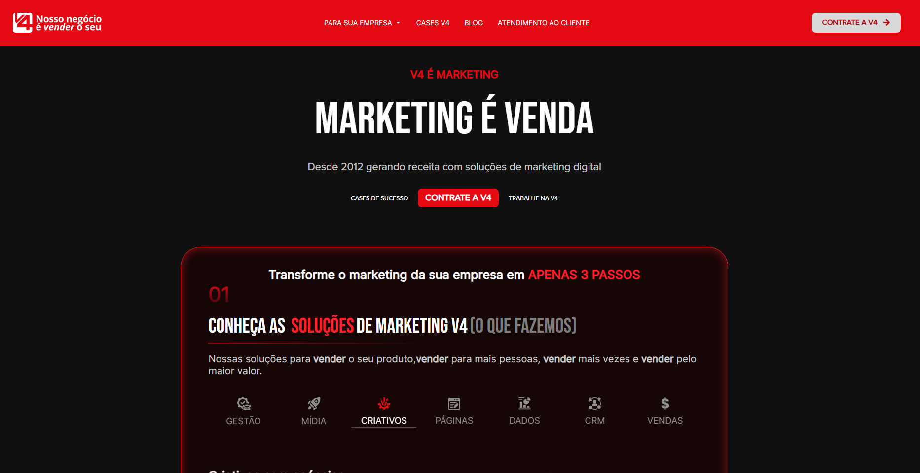 A V4 se destaca pela abordagem voltada a vendas e performance. Com um modelo de negócios baseado em franquias, consegue atender empresas em várias regiões do Brasil. É reconhecida por aplicar métricas de funil de vendas, integrando marketing e resultados financeiros.